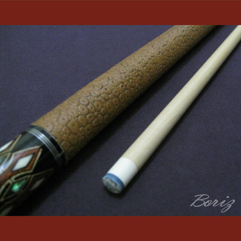 Boriz Billiards Brown Snake Skin Leather Grip Pool Cue Stick Original Inlay Artwork #BCC032