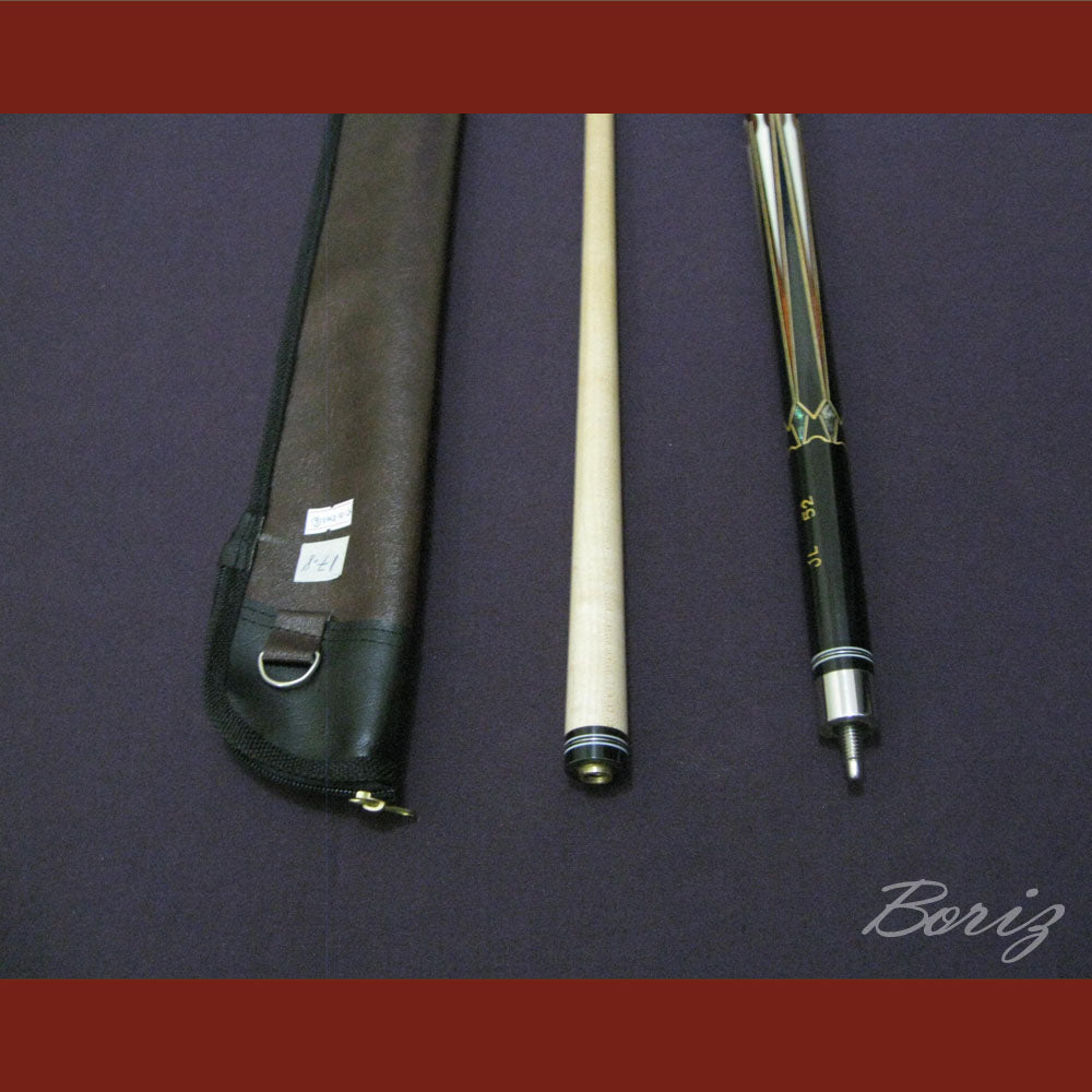 Boriz Billiards Black Linen Wrap Grip Pool Cue Stick Original Inlay Artwork #BCC033
