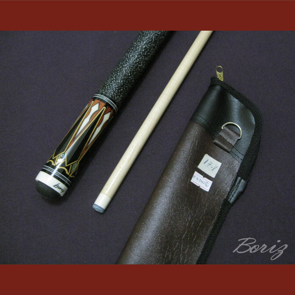 Boriz Billiards Black Linen Wrap Grip Pool Cue Stick Original Inlay Artwork #BCC033