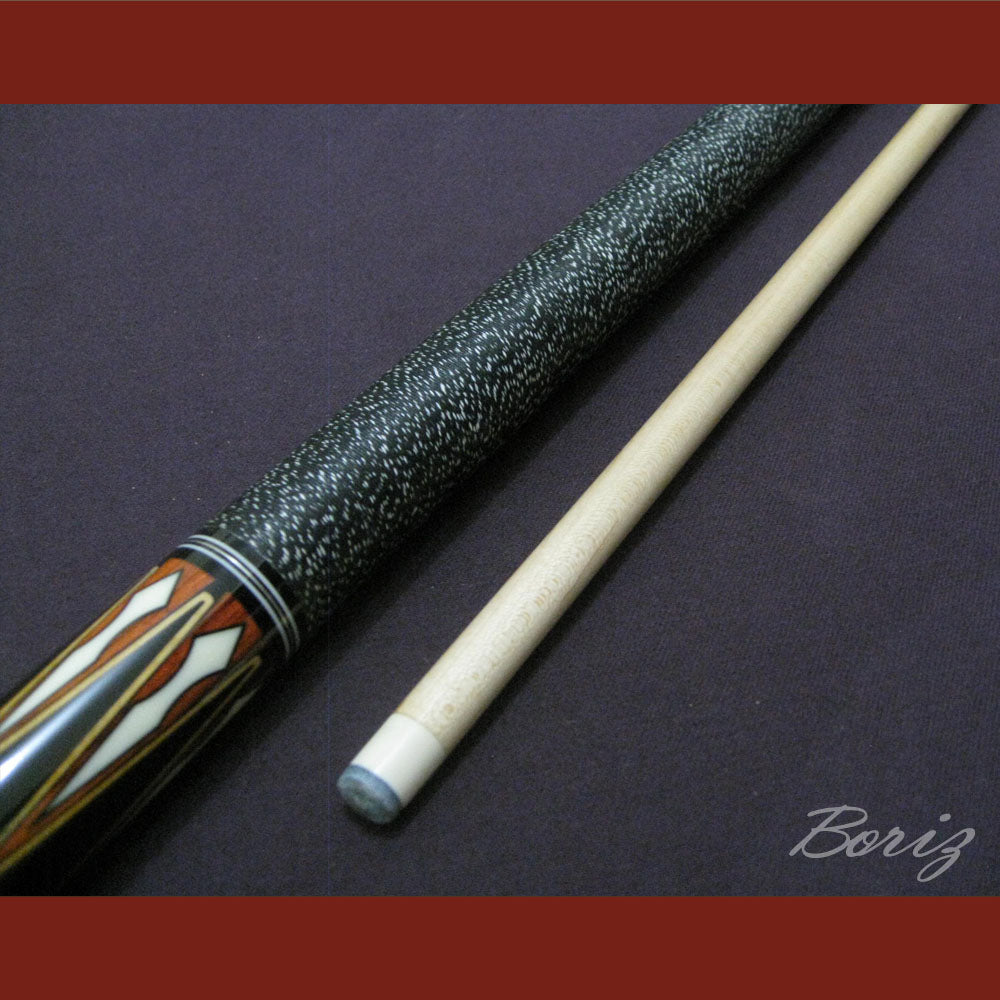 Boriz Billiards Black Linen Wrap Grip Pool Cue Stick Original Inlay Artwork #BCC033