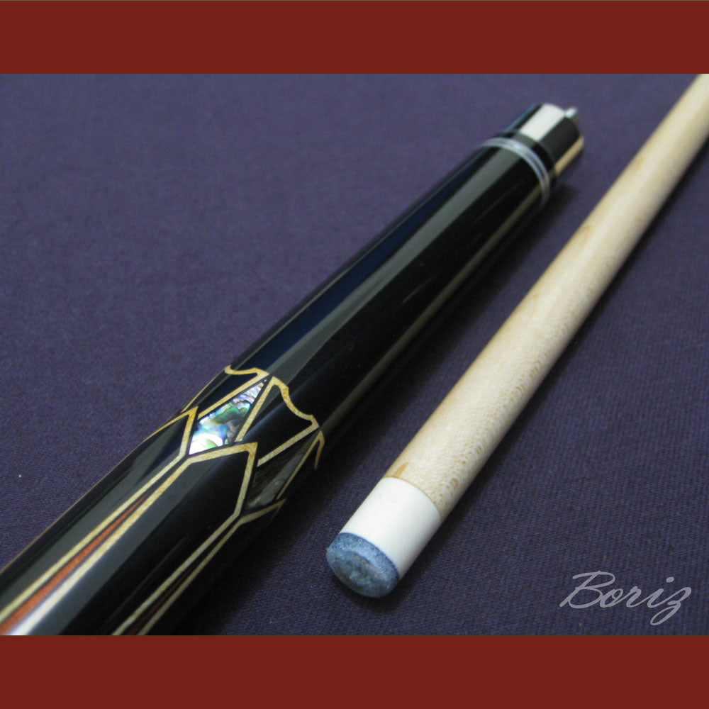 Boriz Billiards Black Linen Wrap Grip Pool Cue Stick Original Inlay Artwork #BCC033