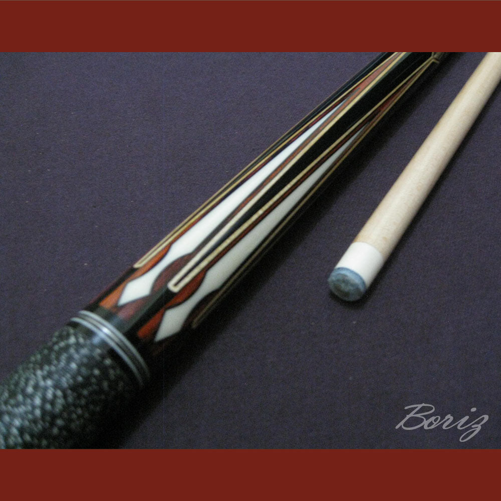 Boriz Billiards Black Linen Wrap Grip Pool Cue Stick Original Inlay Artwork #BCC033
