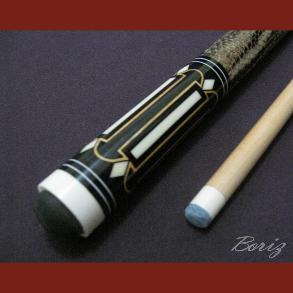 Boriz Billiards Laminated Snake Skin Grip Pool Cue Stick Original Inlay Artwork #BCC034