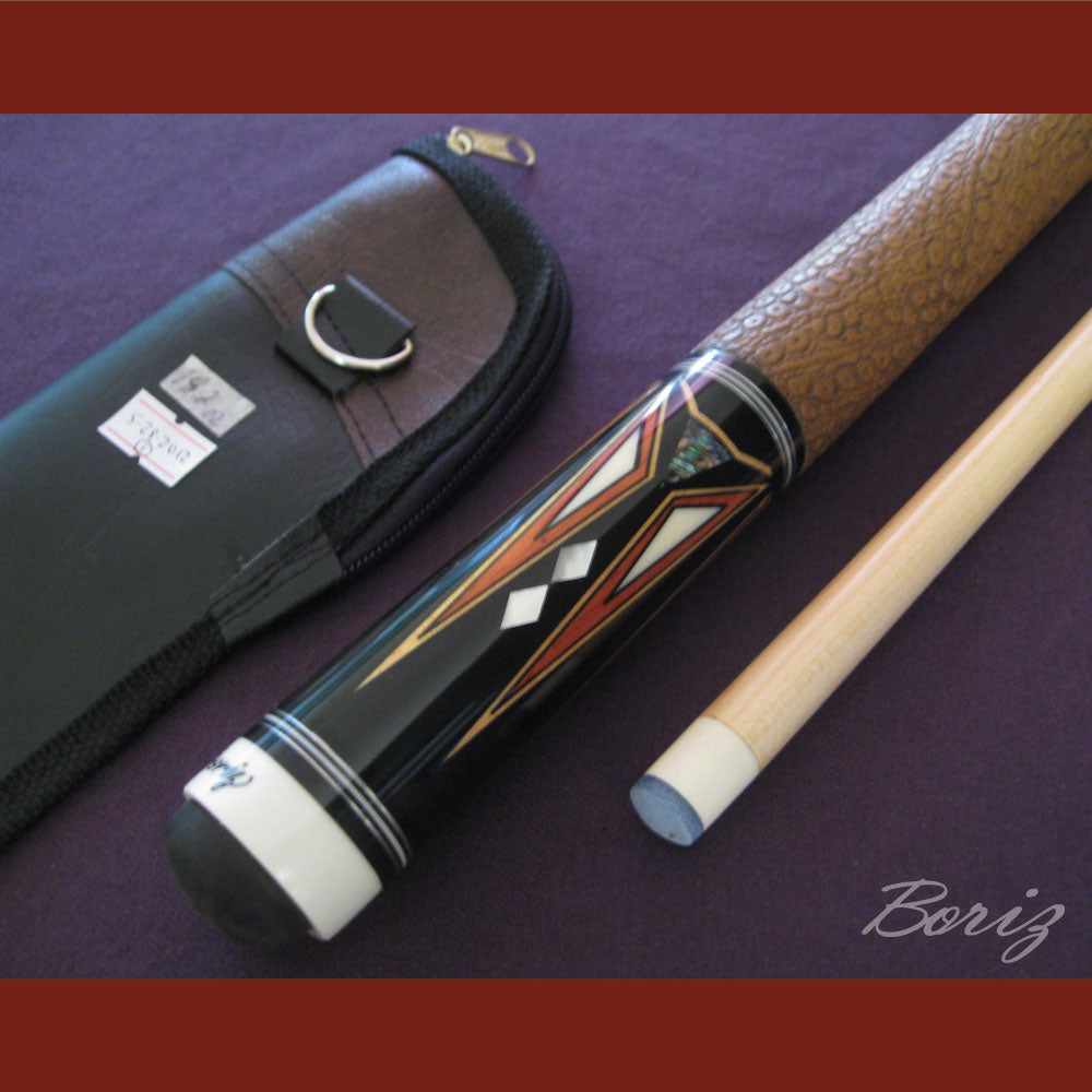 Boriz Billiards Brown Snake Skin Leather Grip Pool Cue Stick Original Inlay Artwork #BCC035