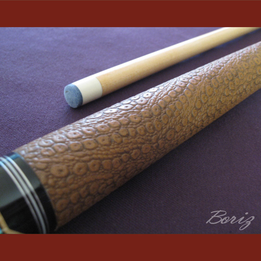 Boriz Billiards Brown Snake Skin Leather Grip Pool Cue Stick Original Inlay Artwork #BCC035