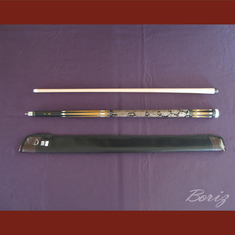 Boriz Billiards Laminated Snake Skin Grip Pool Cue Stick Original Inlay Artwork #BCC036
