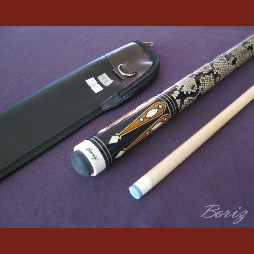 Boriz Billiards Laminated Snake Skin Grip Pool Cue Stick Original Inlay Artwork #BCC036