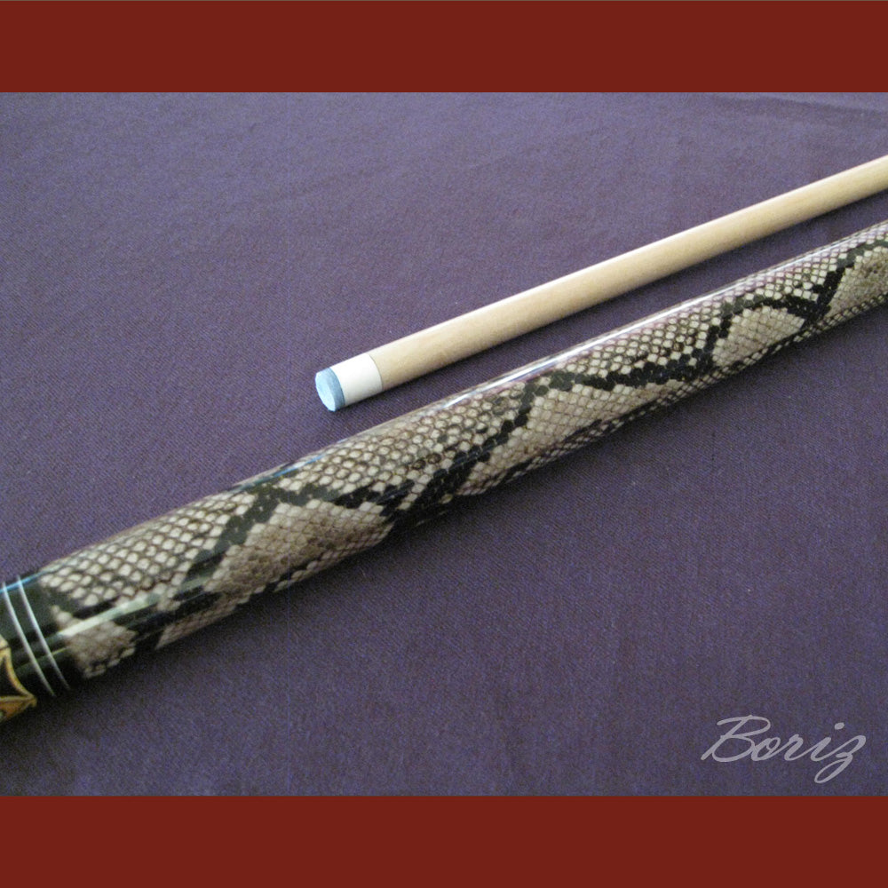 Boriz Billiards Laminated Snake Skin Grip Pool Cue Stick Original Inlay Artwork #BCC036