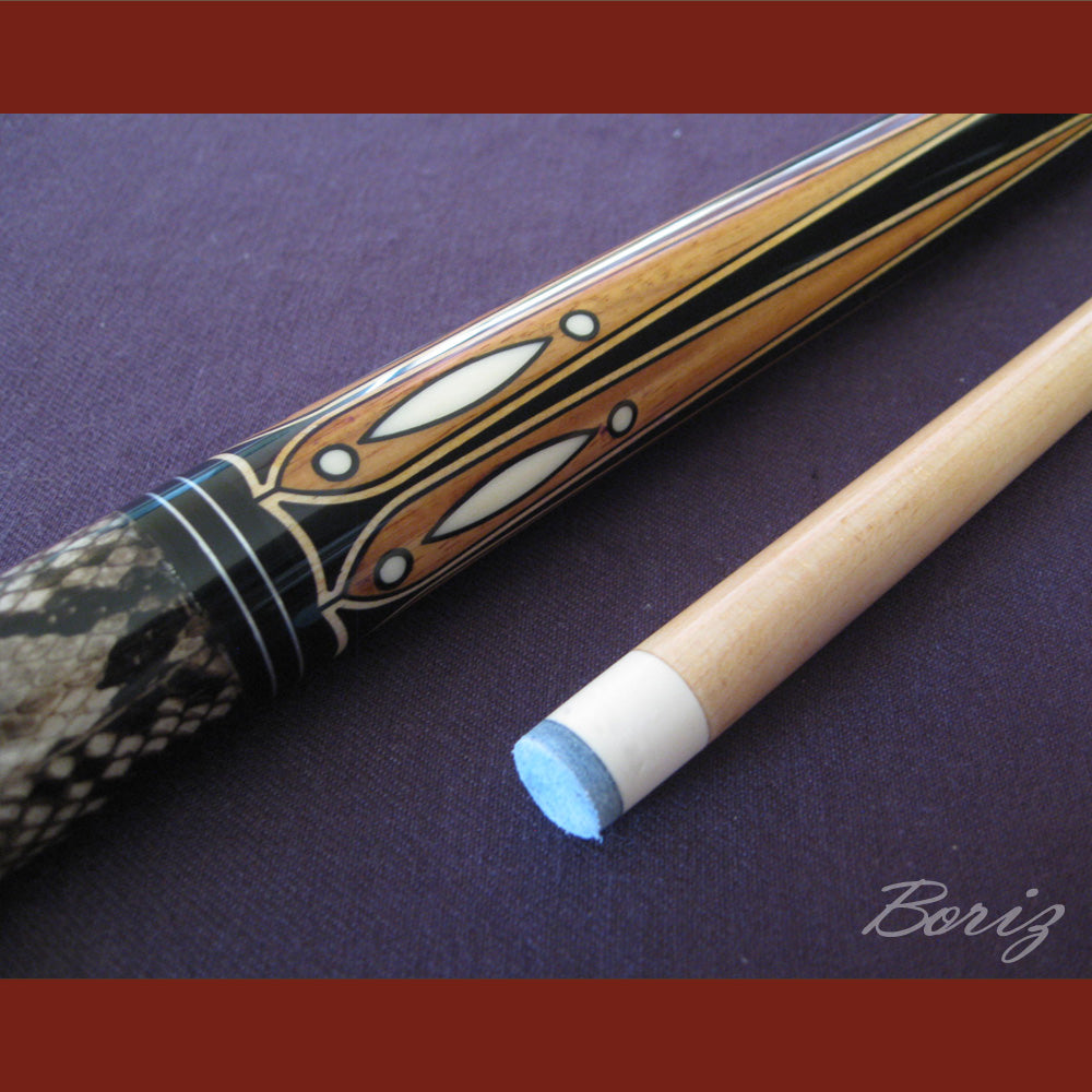 Boriz Billiards Laminated Snake Skin Grip Pool Cue Stick Original Inlay Artwork #BCC036