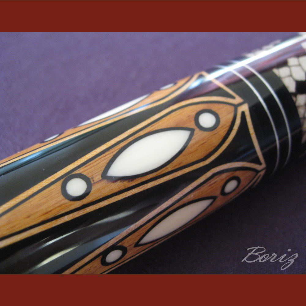 Boriz Billiards Laminated Snake Skin Grip Pool Cue Stick Original Inlay Artwork #BCC036
