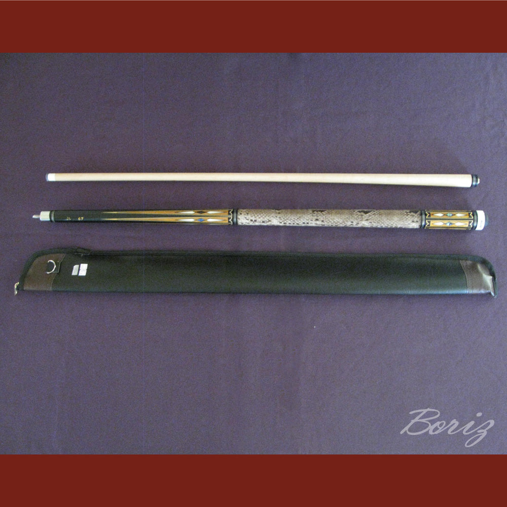 Boriz Billiards Laminated Snake Skin Grip Pool Cue Stick Original Inlay Artwork #BCC038