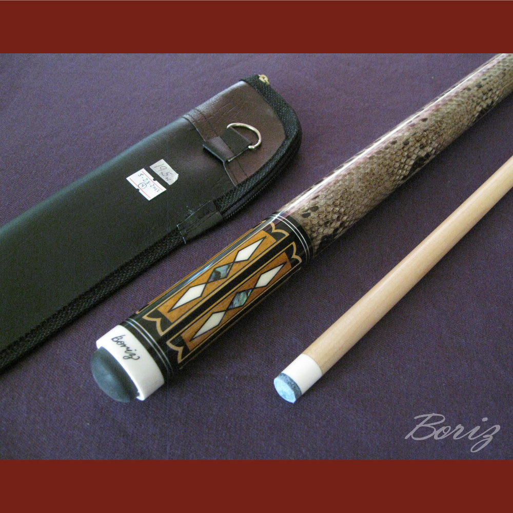 Boriz Billiards Laminated Snake Skin Grip Pool Cue Stick Original Inlay Artwork #BCC038