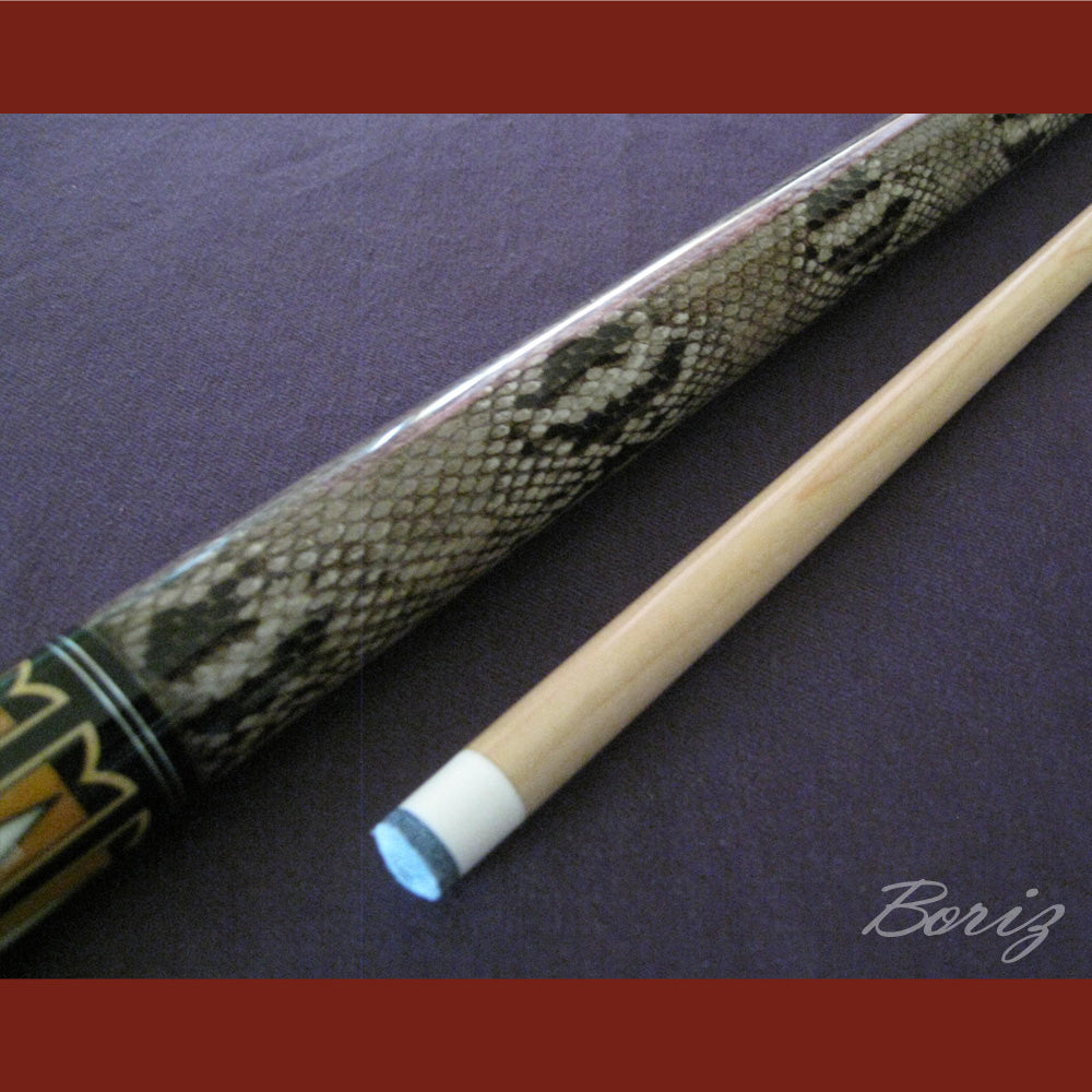 Boriz Billiards Laminated Snake Skin Grip Pool Cue Stick Original Inlay Artwork #BCC038