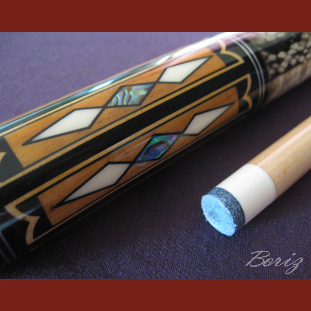 Boriz Billiards Laminated Snake Skin Grip Pool Cue Stick Original Inlay Artwork #BCC038