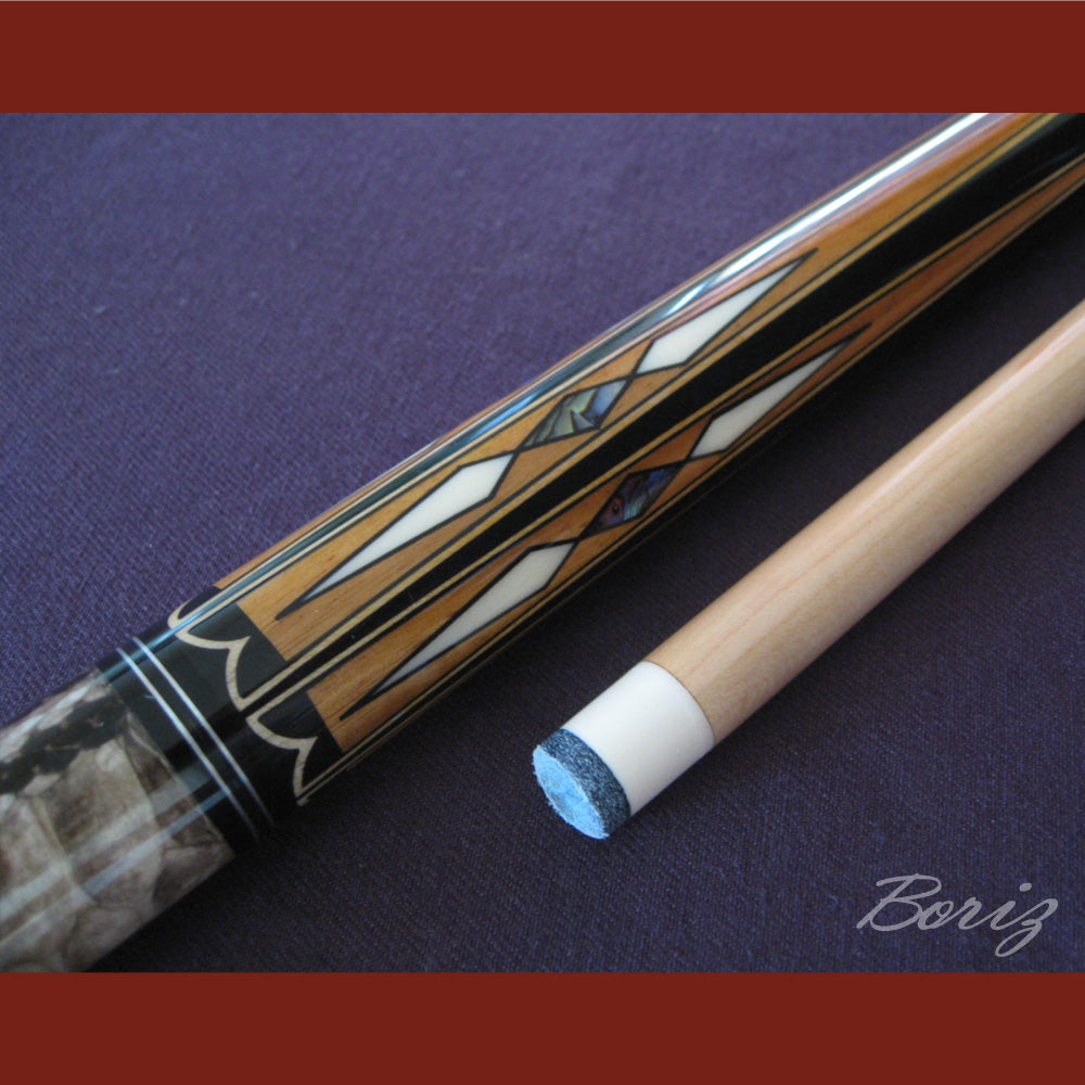 Boriz Billiards Laminated Snake Skin Grip Pool Cue Stick Original Inlay Artwork #BCC038