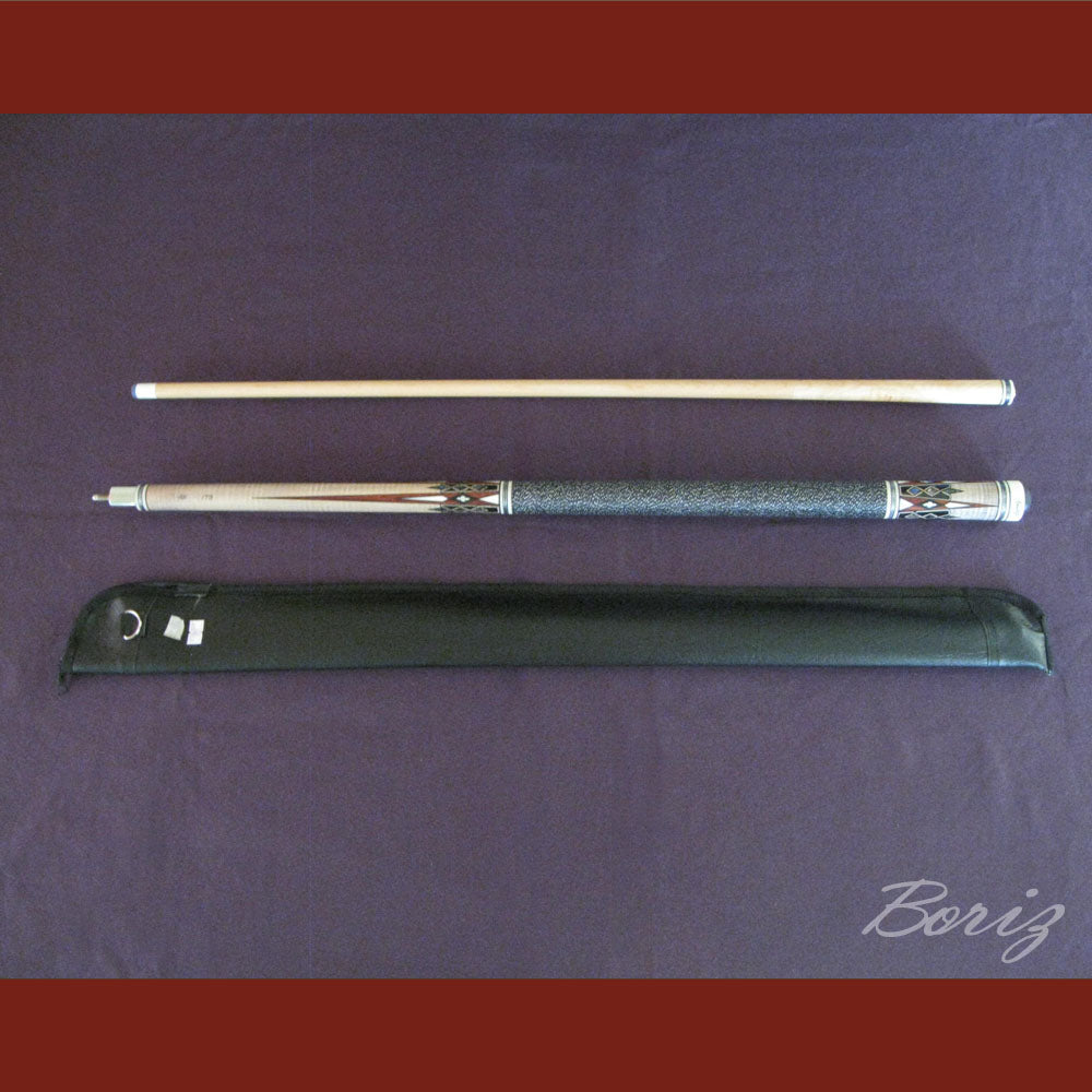 Boriz Billiards Black Linen Wrap Grip Pool Cue Stick Original Inlay Artwork #BCC039