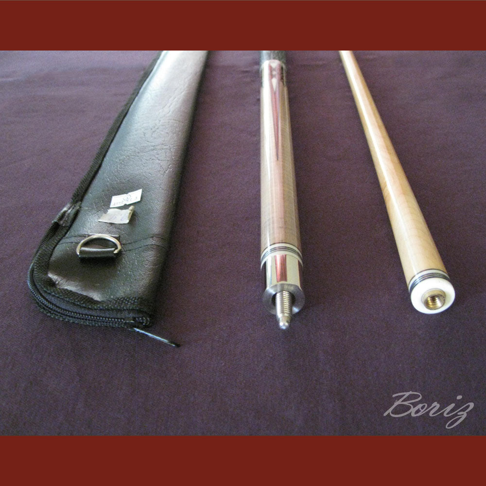 Boriz Billiards Black Linen Wrap Grip Pool Cue Stick Original Inlay Artwork #BCC039