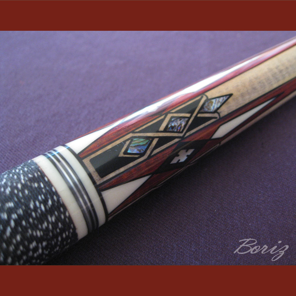 Boriz Billiards Black Linen Wrap Grip Pool Cue Stick Original Inlay Artwork #BCC039