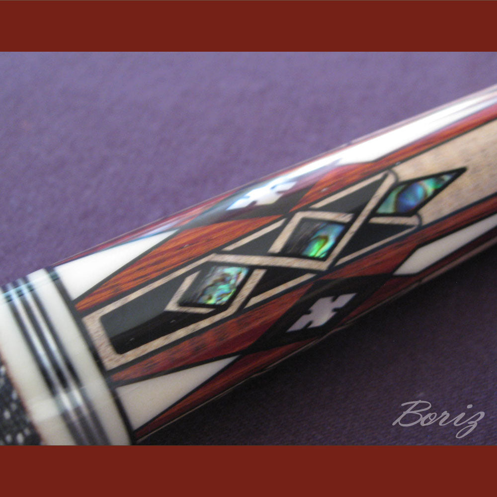 Boriz Billiards Black Linen Wrap Grip Pool Cue Stick Original Inlay Artwork #BCC039