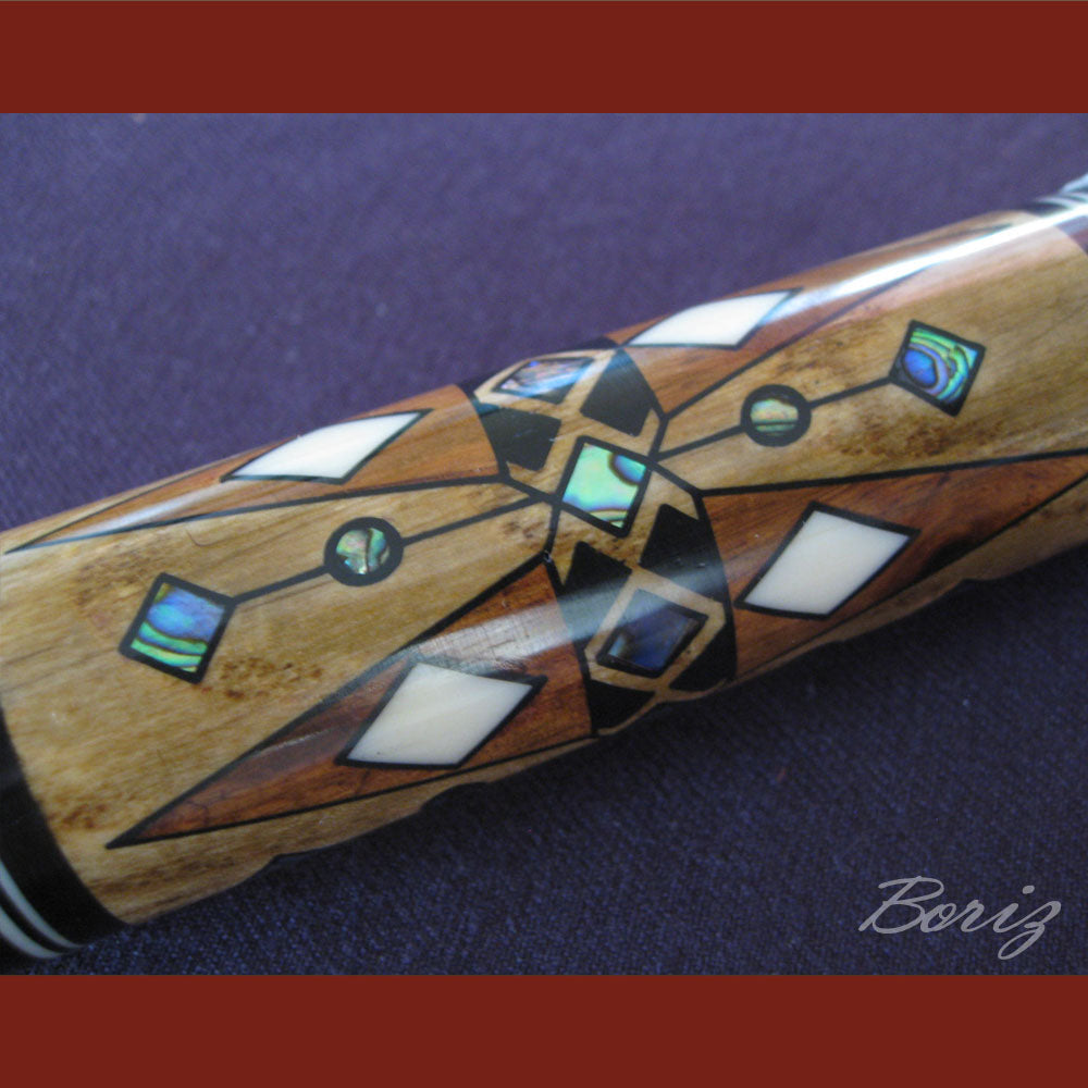 Boriz Billiards Raw Snake Skin Leather Grip Pool Cue Stick Original Inlay Artwork #BCC041