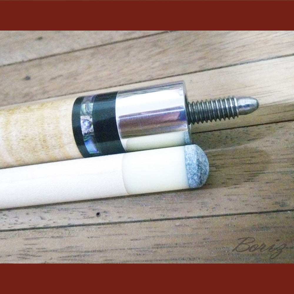 Boriz Billiards Black Leather Grip Pool Cue Stick Original Inlay Artwork #BCC055