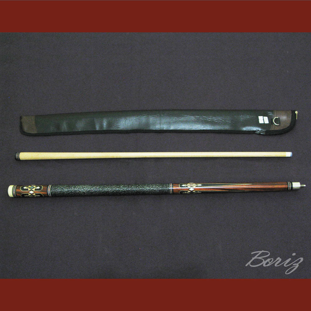 Boriz Billiards Black Linen Wrap Grip Pool Cue Stick Original Inlay Artwork #BCC047