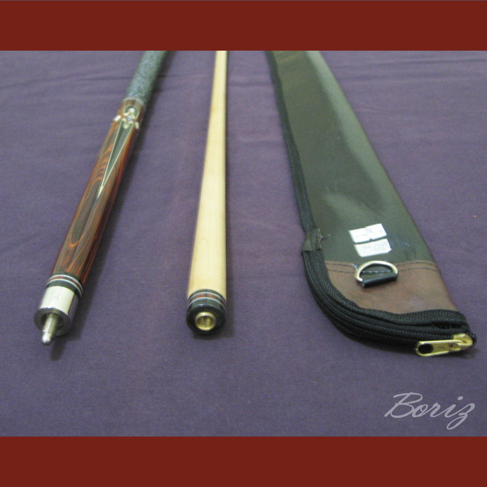 Boriz Billiards Black Linen Wrap Grip Pool Cue Stick Original Inlay Artwork #BCC047