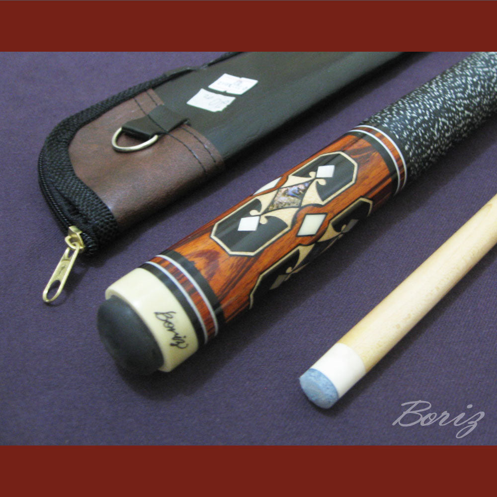 Boriz Billiards Black Linen Wrap Grip Pool Cue Stick Original Inlay Artwork #BCC047