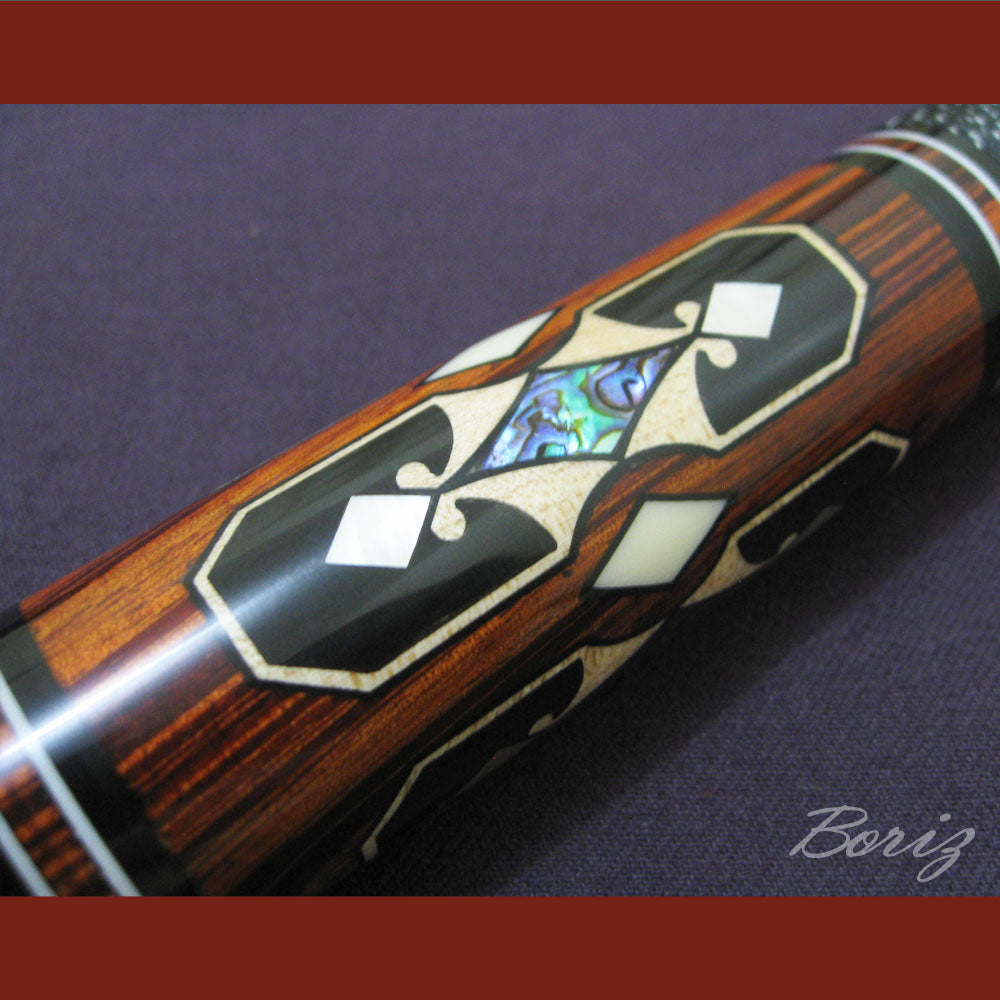 Boriz Billiards Black Linen Wrap Grip Pool Cue Stick Original Inlay Artwork #BCC047