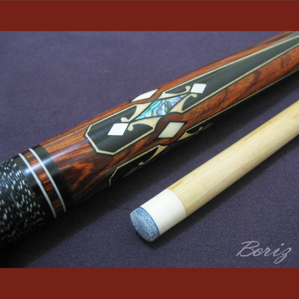 Boriz Billiards Black Linen Wrap Grip Pool Cue Stick Original Inlay Artwork #BCC047