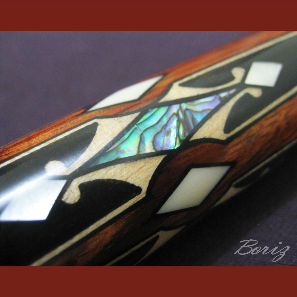Boriz Billiards Black Linen Wrap Grip Pool Cue Stick Original Inlay Artwork #BCC047