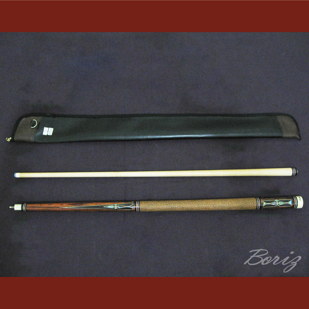 Boriz Billiards Brown Snake Skin Leather Grip Pool Cue Stick Original Inlay Artwork #BCC048