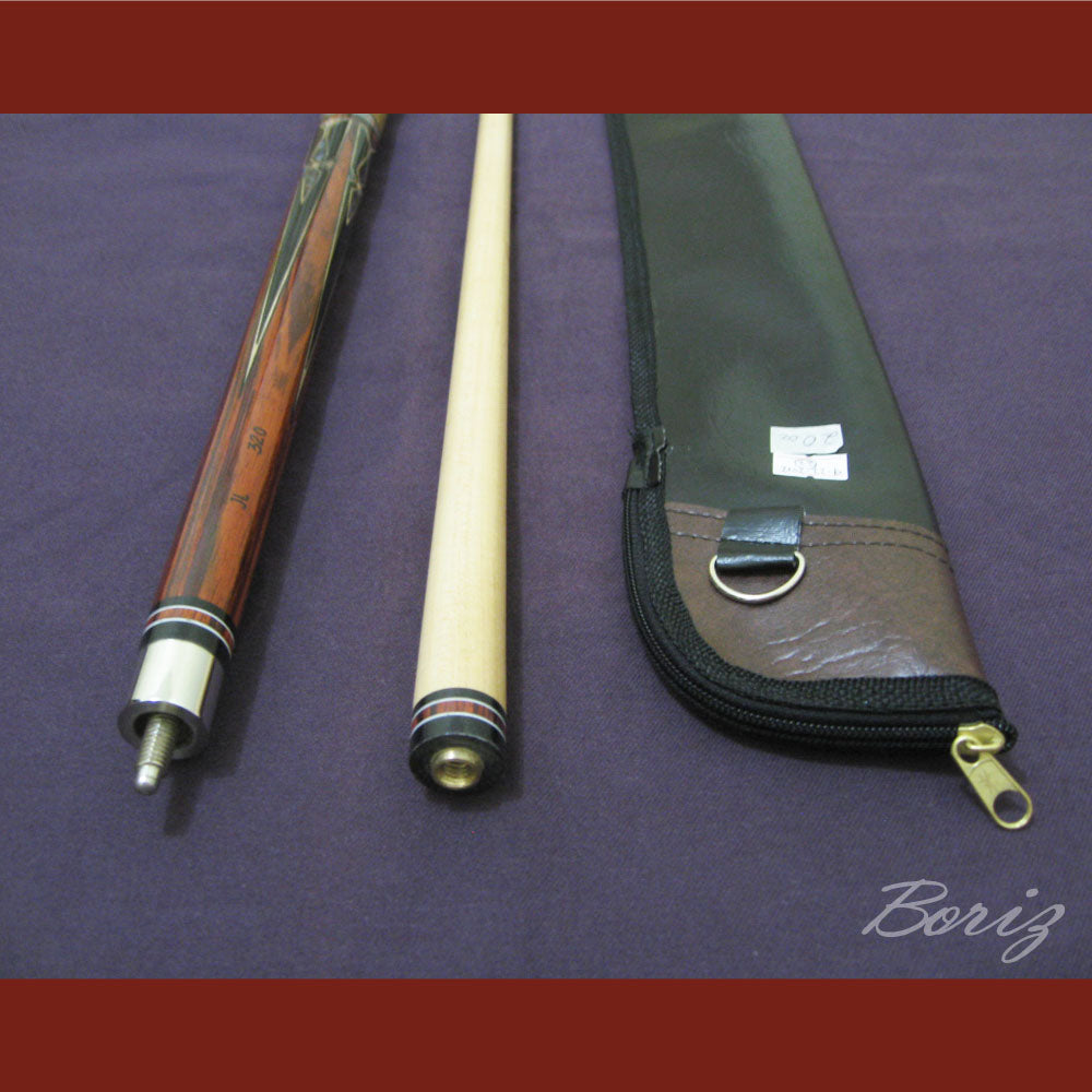 Boriz Billiards Brown Snake Skin Leather Grip Pool Cue Stick Original Inlay Artwork #BCC048