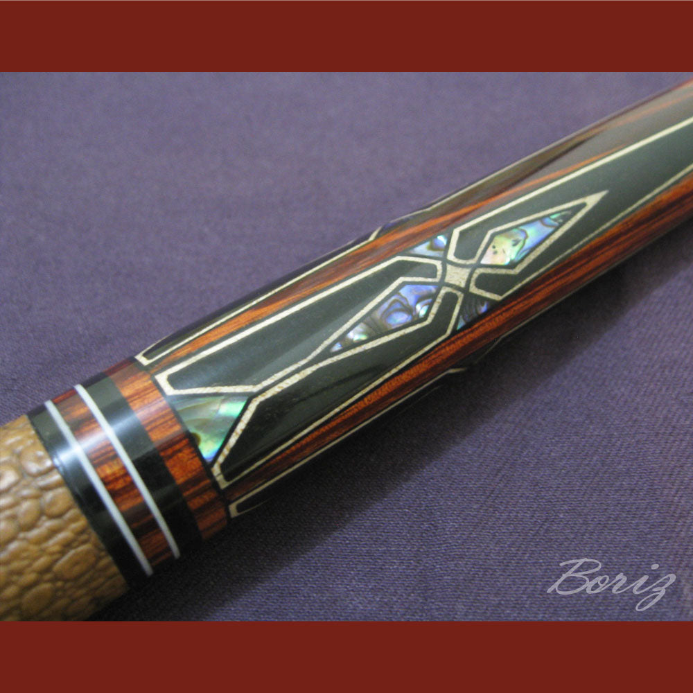 Boriz Billiards Brown Snake Skin Leather Grip Pool Cue Stick Original Inlay Artwork #BCC048