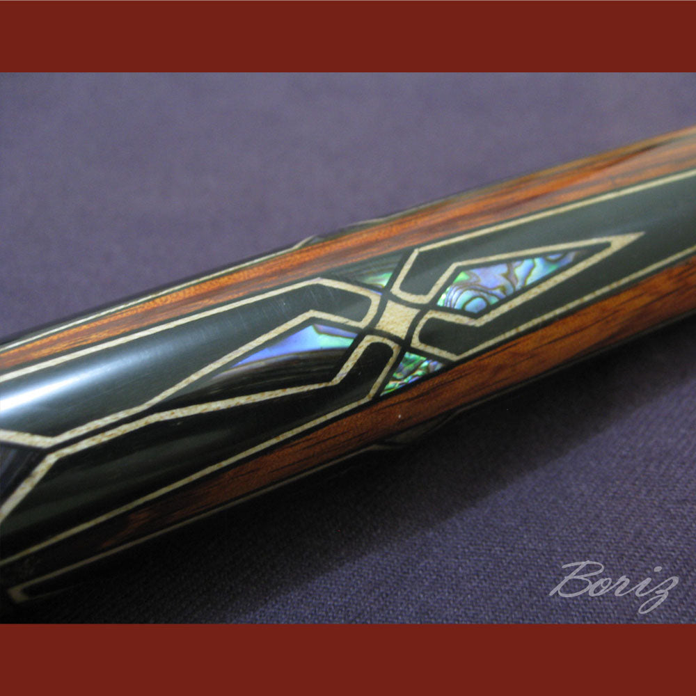 Boriz Billiards Brown Snake Skin Leather Grip Pool Cue Stick Original Inlay Artwork #BCC048