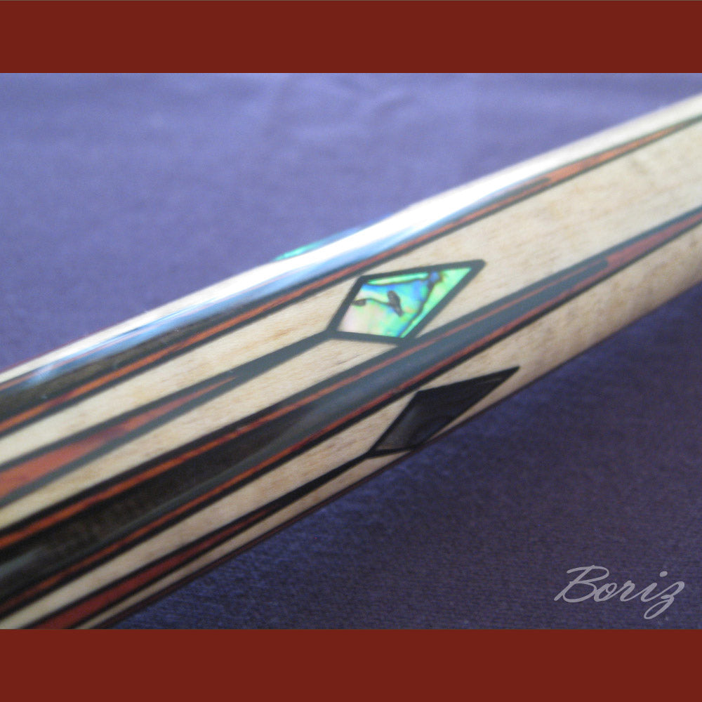 Boriz Billiards Smooth Black Leather Grip Pool Cue Stick Original Inlay Artwork #BCC042