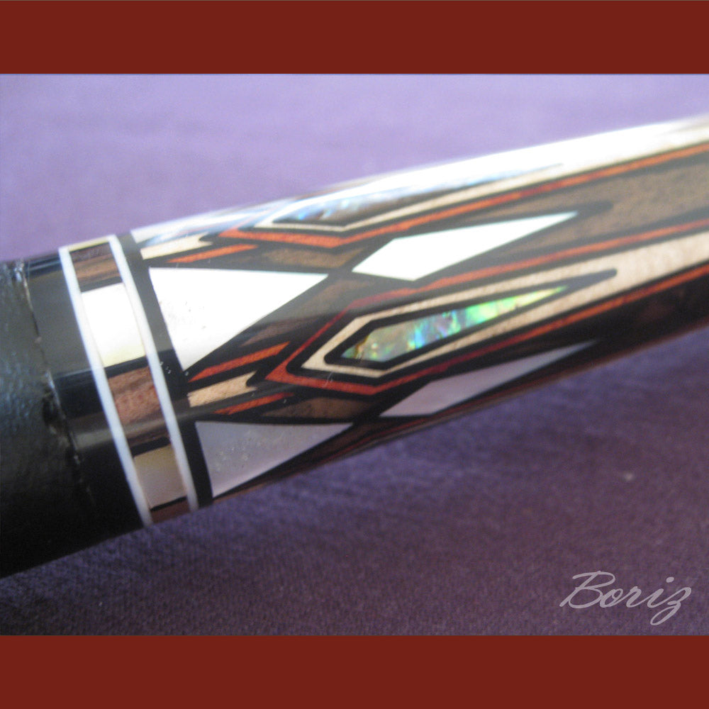 Boriz Billiards Smooth Black Leather Grip Pool Cue Stick Original Inlay Artwork #BCC042