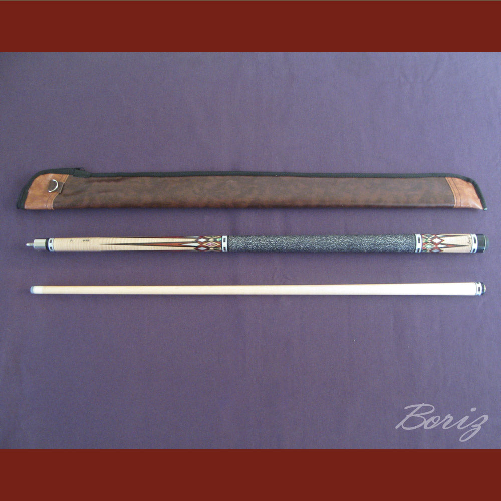 Boriz Billiards Black Linen Wrap Grip Pool Cue Stick Original Inlay Artwork #BCC043