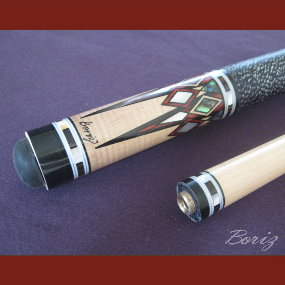 Boriz Billiards Black Linen Wrap Grip Pool Cue Stick Original Inlay Artwork #BCC043
