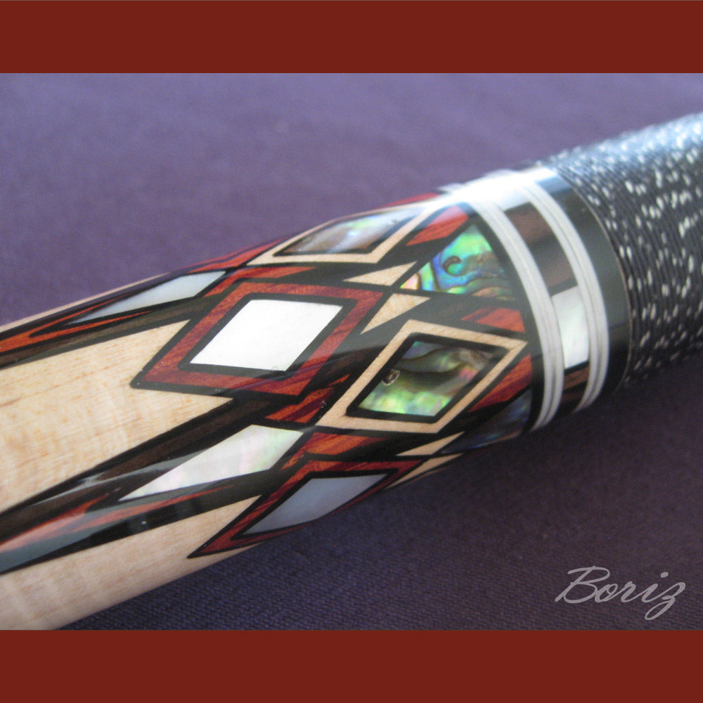 Boriz Billiards Black Linen Wrap Grip Pool Cue Stick Original Inlay Artwork #BCC043