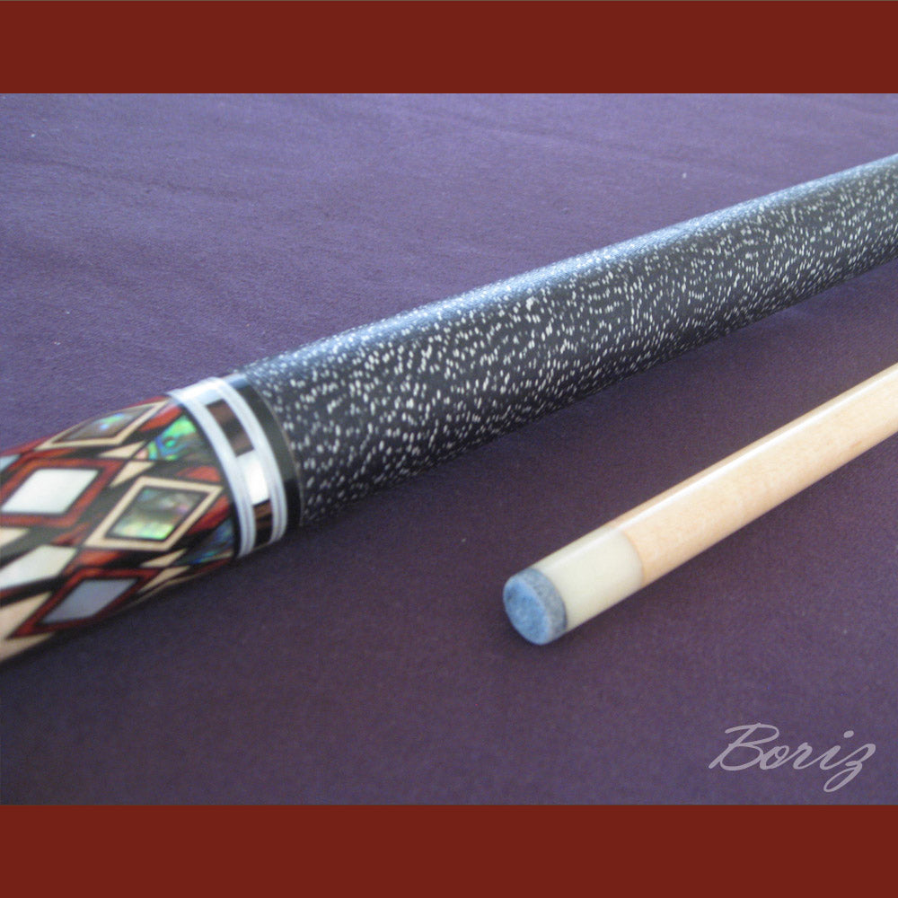 Boriz Billiards Black Linen Wrap Grip Pool Cue Stick Original Inlay Artwork #BCC043