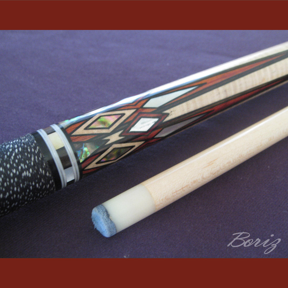 Boriz Billiards Black Linen Wrap Grip Pool Cue Stick Original Inlay Artwork #BCC043