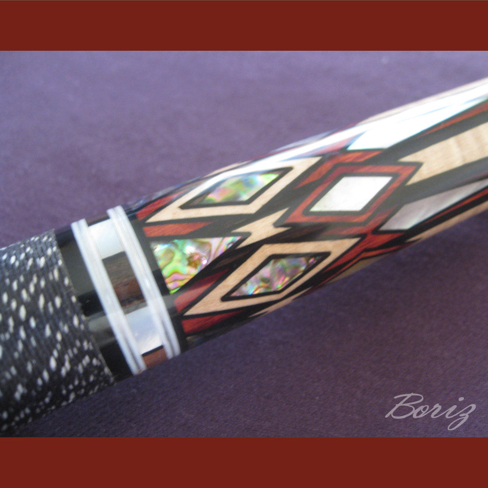 Boriz Billiards Black Linen Wrap Grip Pool Cue Stick Original Inlay Artwork #BCC043