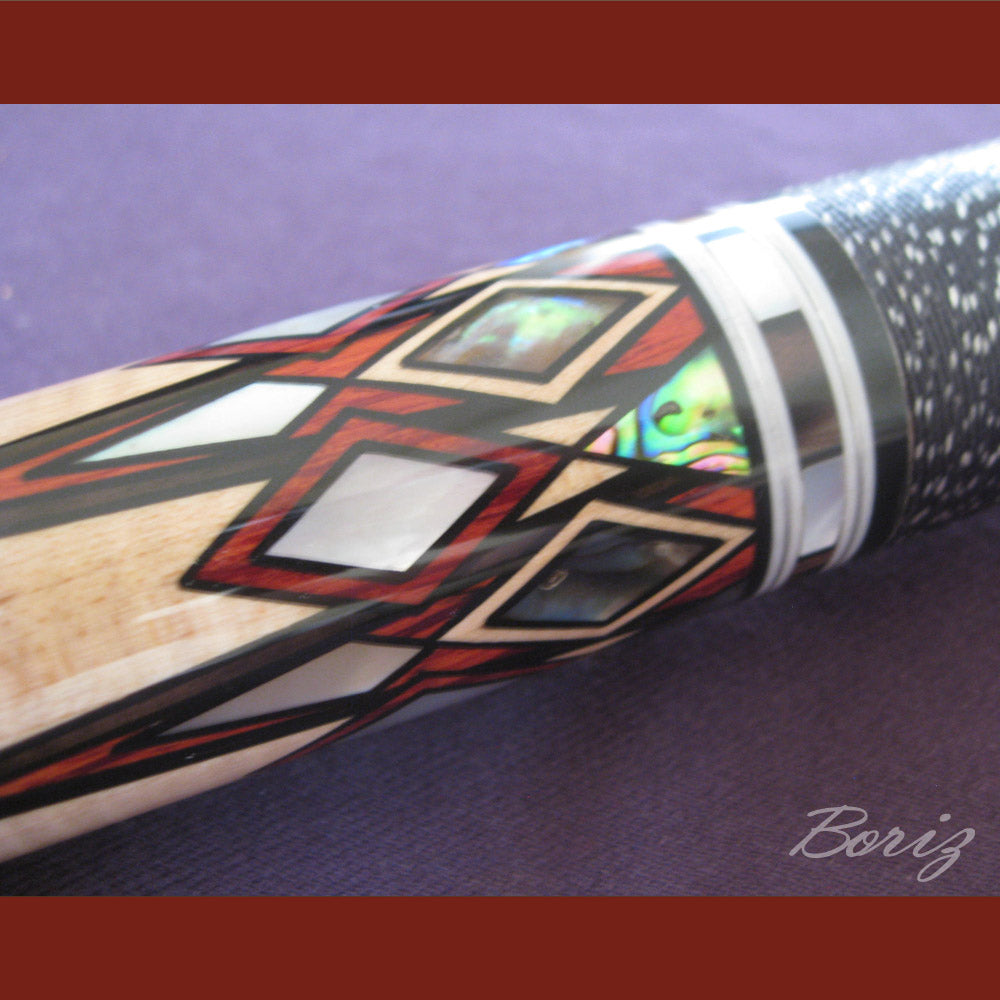 Boriz Billiards Black Linen Wrap Grip Pool Cue Stick Original Inlay Artwork #BCC043