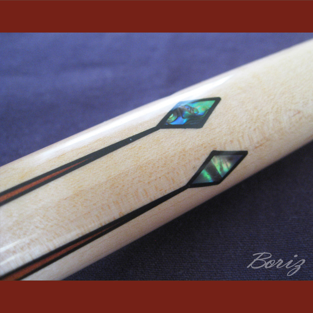 Boriz Billiards Smooth Black Leather Grip Pool Cue Stick Original Inlay Artwork #BCC045