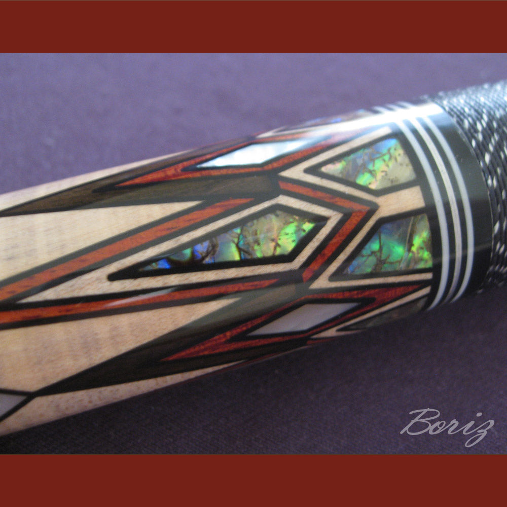 Boriz Billiards Black Linen Wrap Grip Pool Cue Stick Original Inlay Artwork #BCC046