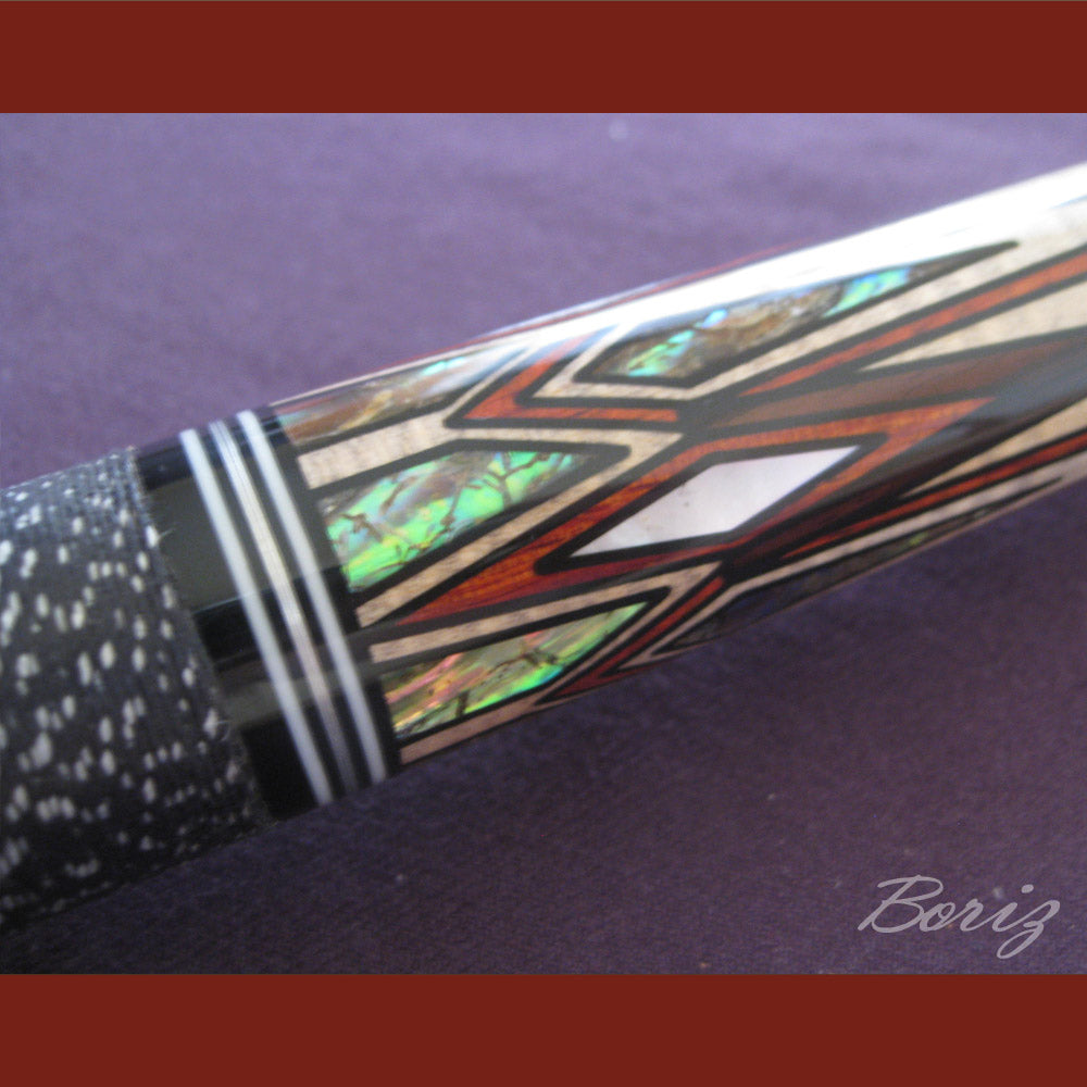 Boriz Billiards Black Linen Wrap Grip Pool Cue Stick Original Inlay Artwork #BCC046