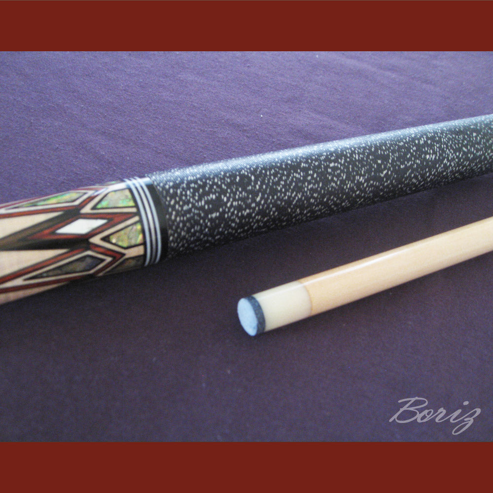 Boriz Billiards Black Linen Wrap Grip Pool Cue Stick Original Inlay Artwork #BCC046