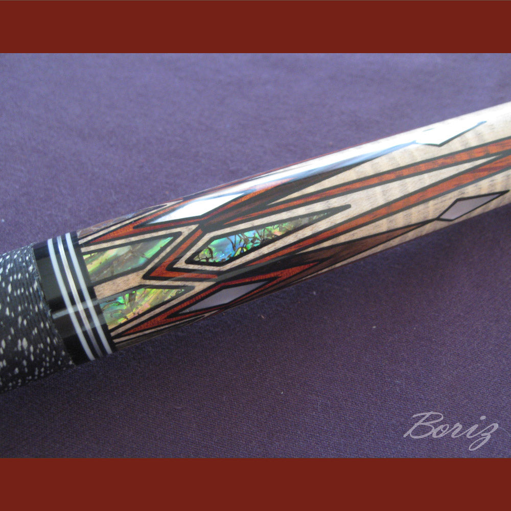 Boriz Billiards Black Linen Wrap Grip Pool Cue Stick Original Inlay Artwork #BCC046