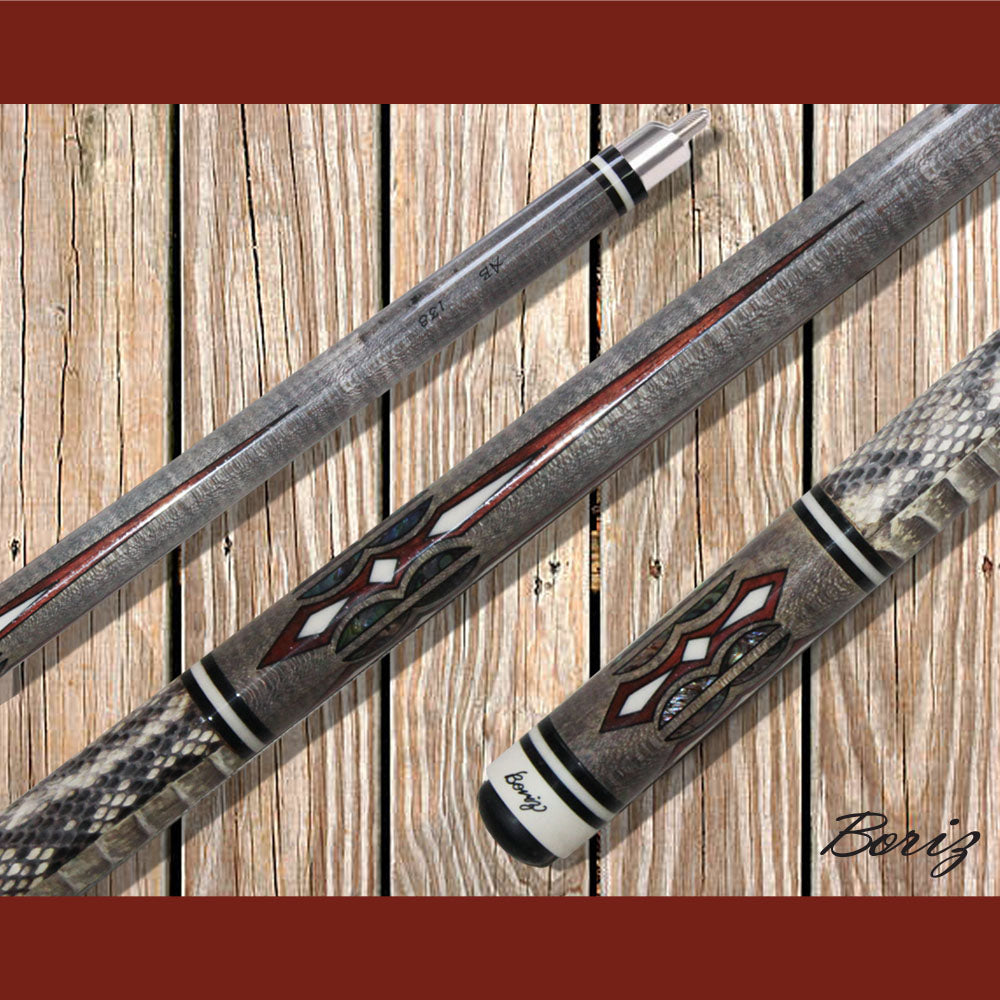 Boriz Billiards Laminated Snake Skin Grip Pool Cue Stick Original Inlay Artwork #BCC085